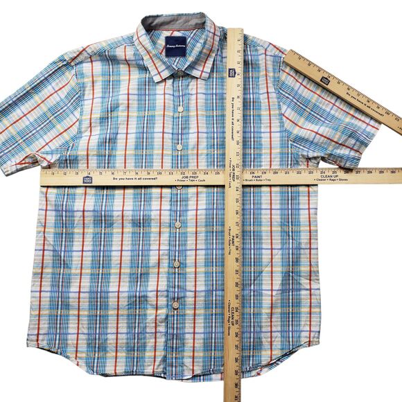 Tommy Bahama Plaid Shirt Mens XL Cotton Silk Short Sleeve Button Up - Picture 5 of 7